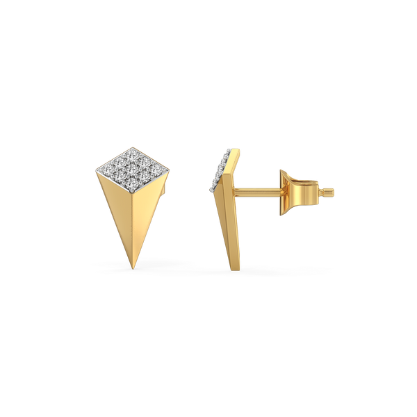 Sculpted Edge Studs 18k Gold Lab Grown Diamond Earrings - Lukson 