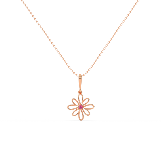 Ruby Blossom Necklace 18kt Rose Gold Vermeil