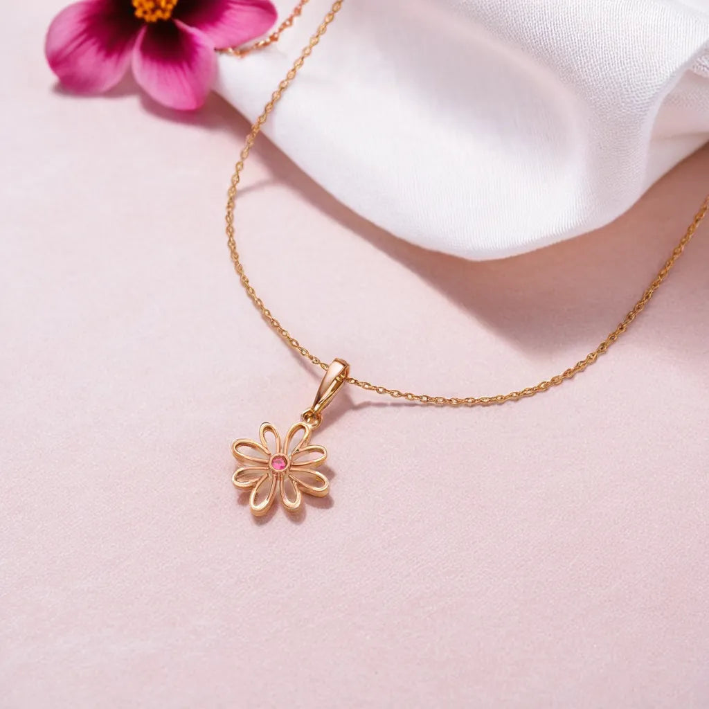 Ruby Blossom Necklace 18kt Rose Gold Vermeil