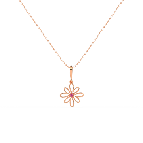 Lukson Elegance Ruby Blossom Lab Grown Diamonds Necklace