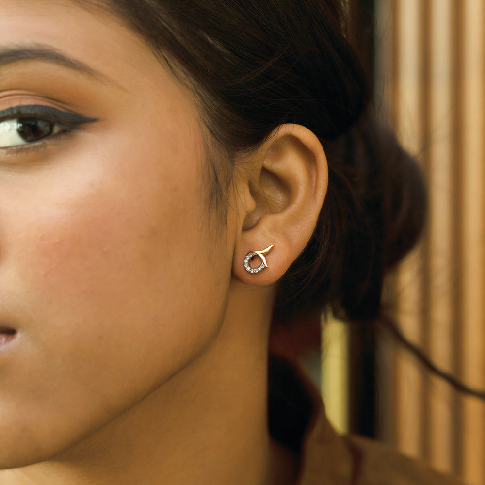 Serene Tail Stud - 18kt Gold Vermeil Lab Grown Diamond Earrings