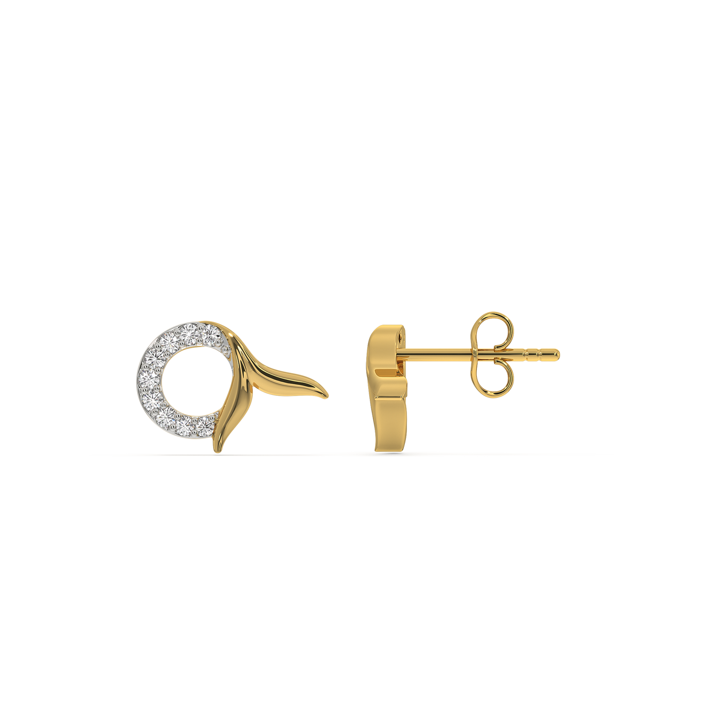 Serene Tail Stud - 18kt Gold Vermeil Lab Grown Diamond Earrings