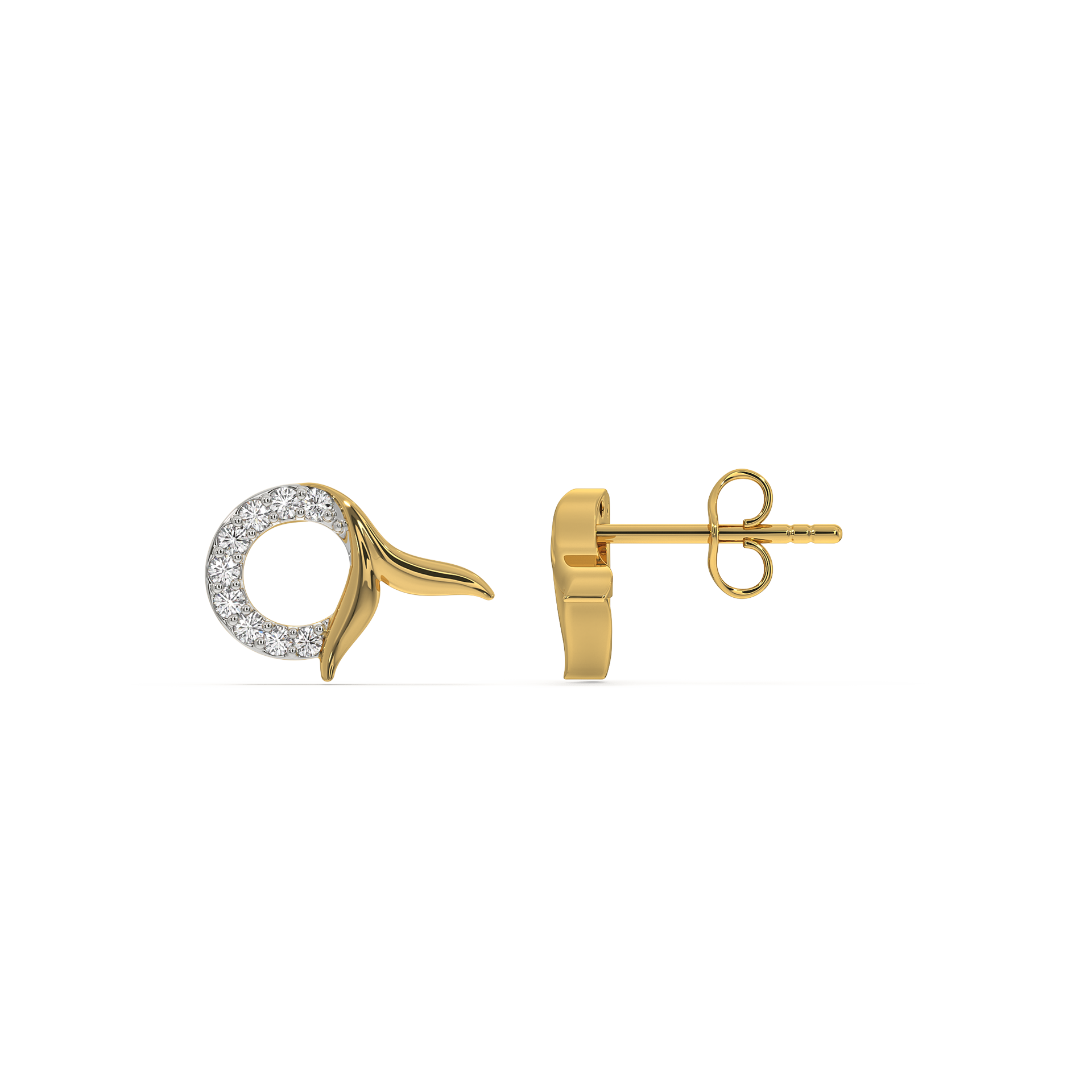 Serene Tail Stud - 18kt Gold Vermeil Lab Grown Diamond Earrings