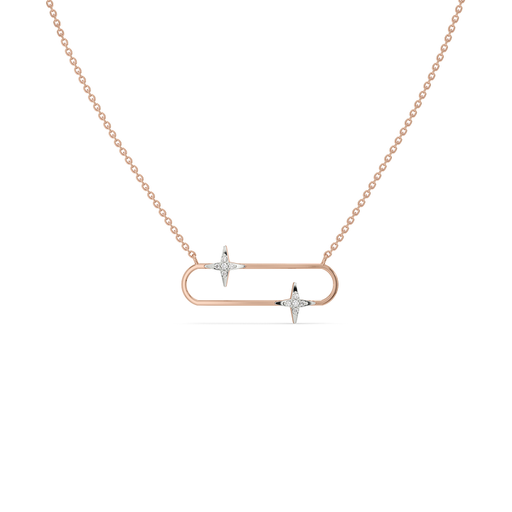 Shooting Star Necklet -18kt Rose Gold Vermeil Lab Grownd Diamond Necklace
