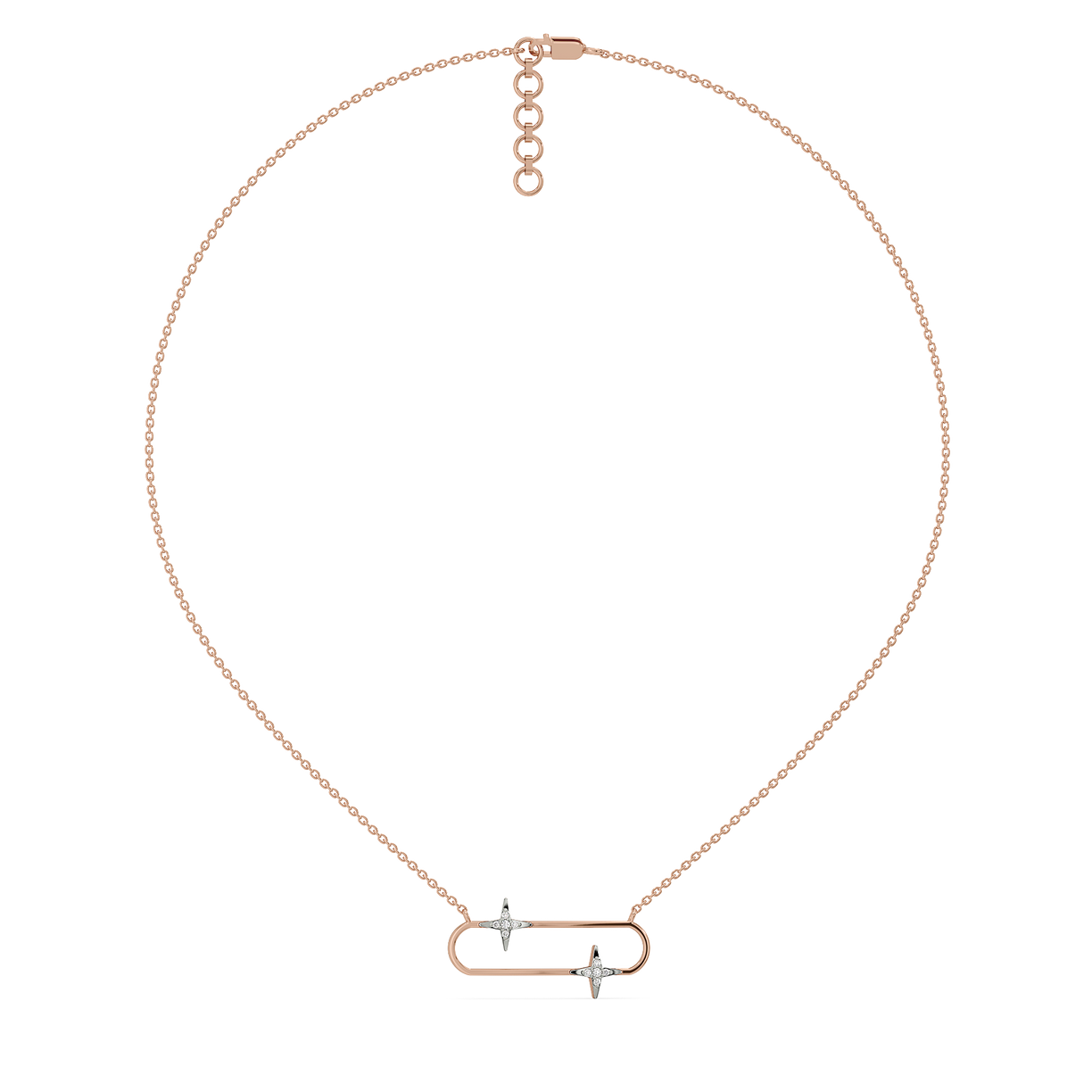 Shooting Star Necklet -18kt Rose Gold Vermeil Lab Grownd Diamond Necklace