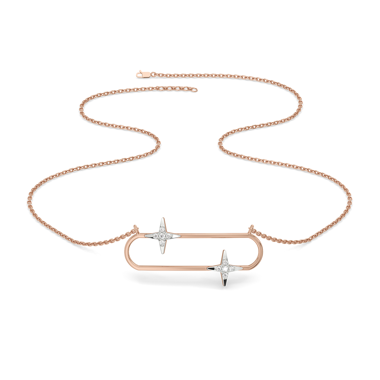 Shooting Star Necklet -18kt Rose Gold Vermeil Lab Grownd Diamond Necklace