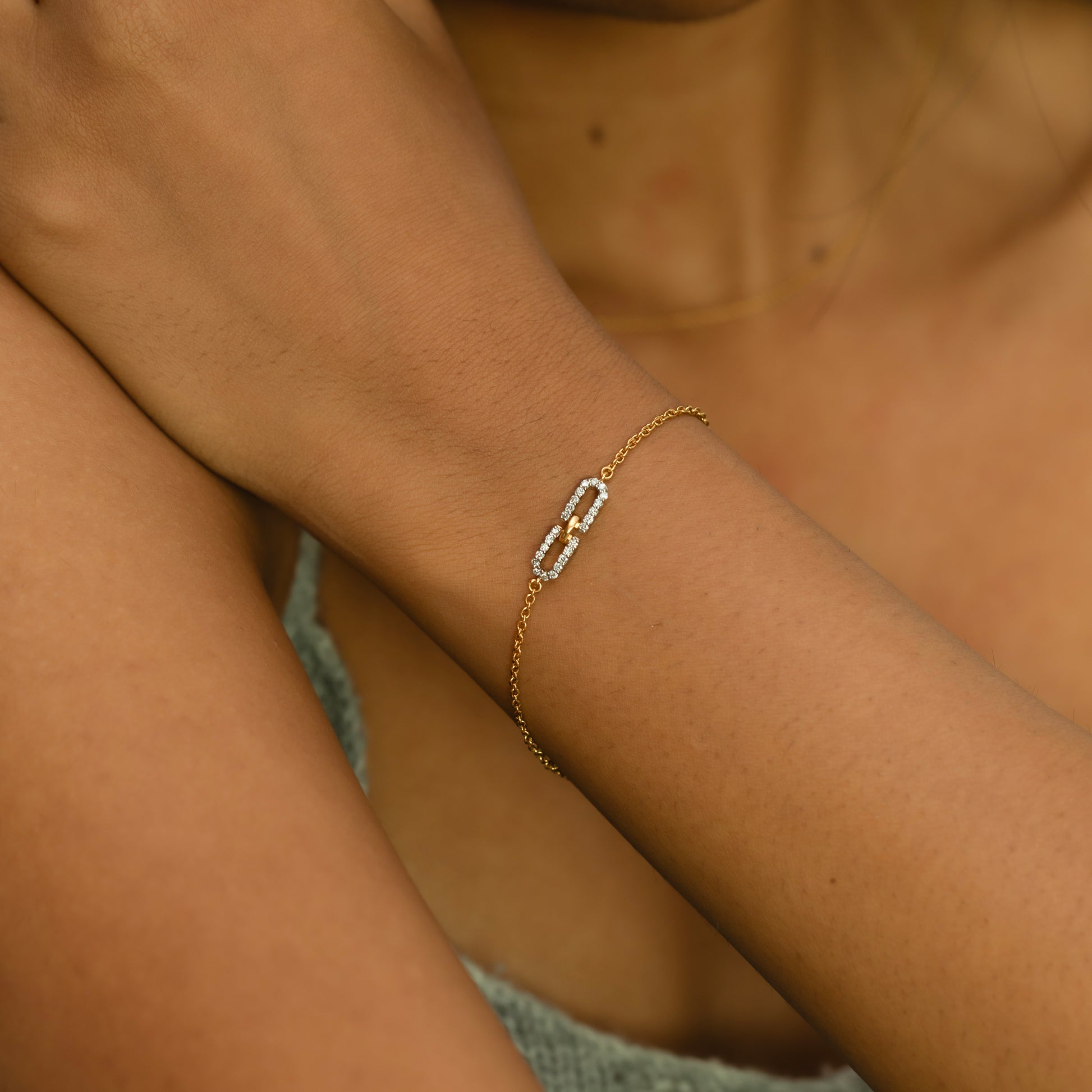 Single Link Bracelet - 18kt Gold Vermeil Lab Grown Diamond 1