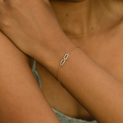 Single Link Bracelet - 18kt Gold Vermeil Lab Grown Diamond 1