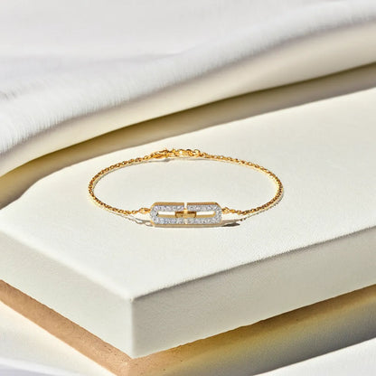 Single Link Bracelet - 18kt Gold Vermeil Lab Grown Diamond 2