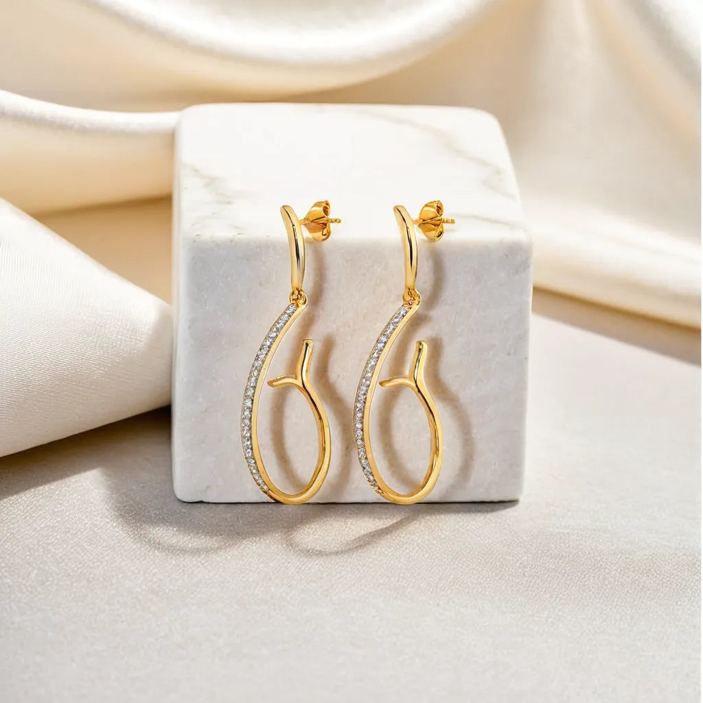 Sirens's Whisper Drop - 18kt Gold Vermeil Lab Grown Diamond Earrings