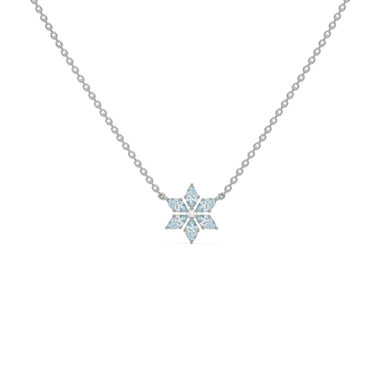 Snowflake Pendant - 925 Sterling Silver Lab Grown Diamond Necklace