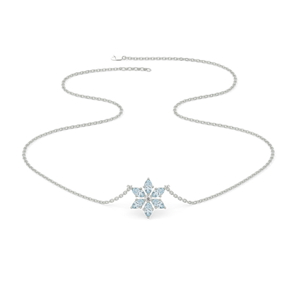 Snowflake Pendant - 925 Sterling Silver Lab Grown Diamond Necklace