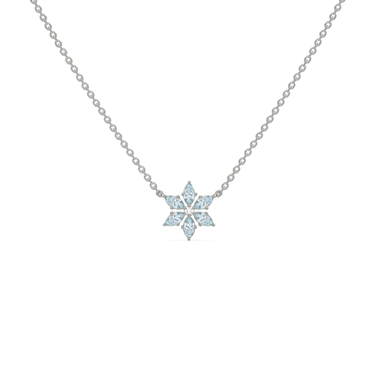 Snowflake Pendant - 925 Sterling Silver Lab Grown Diamond Necklace