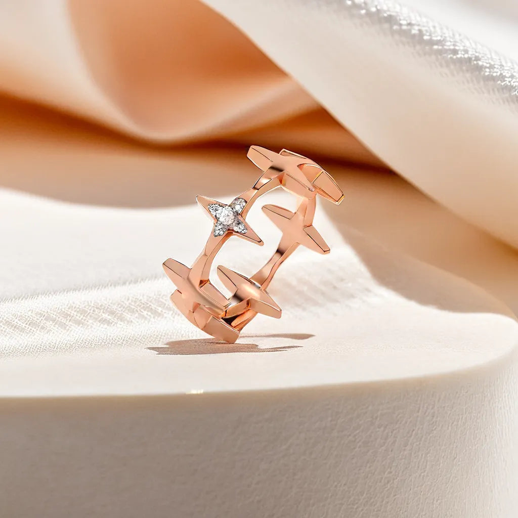 Starlight Band Ring-18kt Rose Gold Vermeil Lab Grown Diamond Ring
