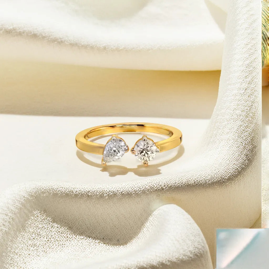 Toi et Moi Ring - 18kt Gold Vermeil Lab Grown Diamond