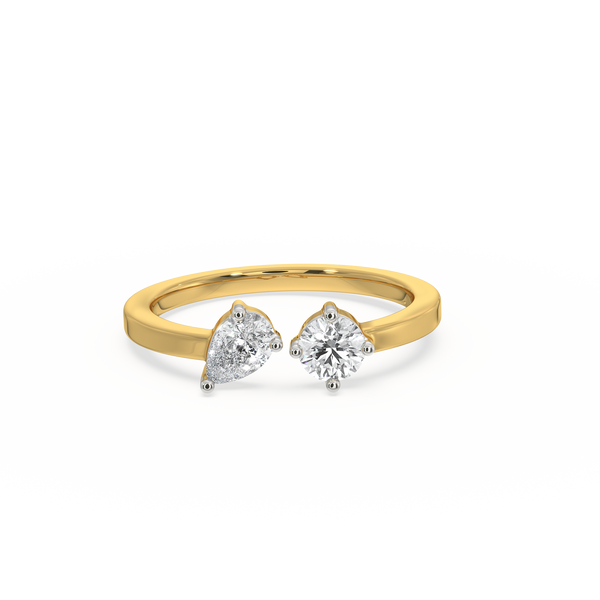 Lukson Toi et Moi Ring 18kt Gold Vermeil Lab Grown Diamond