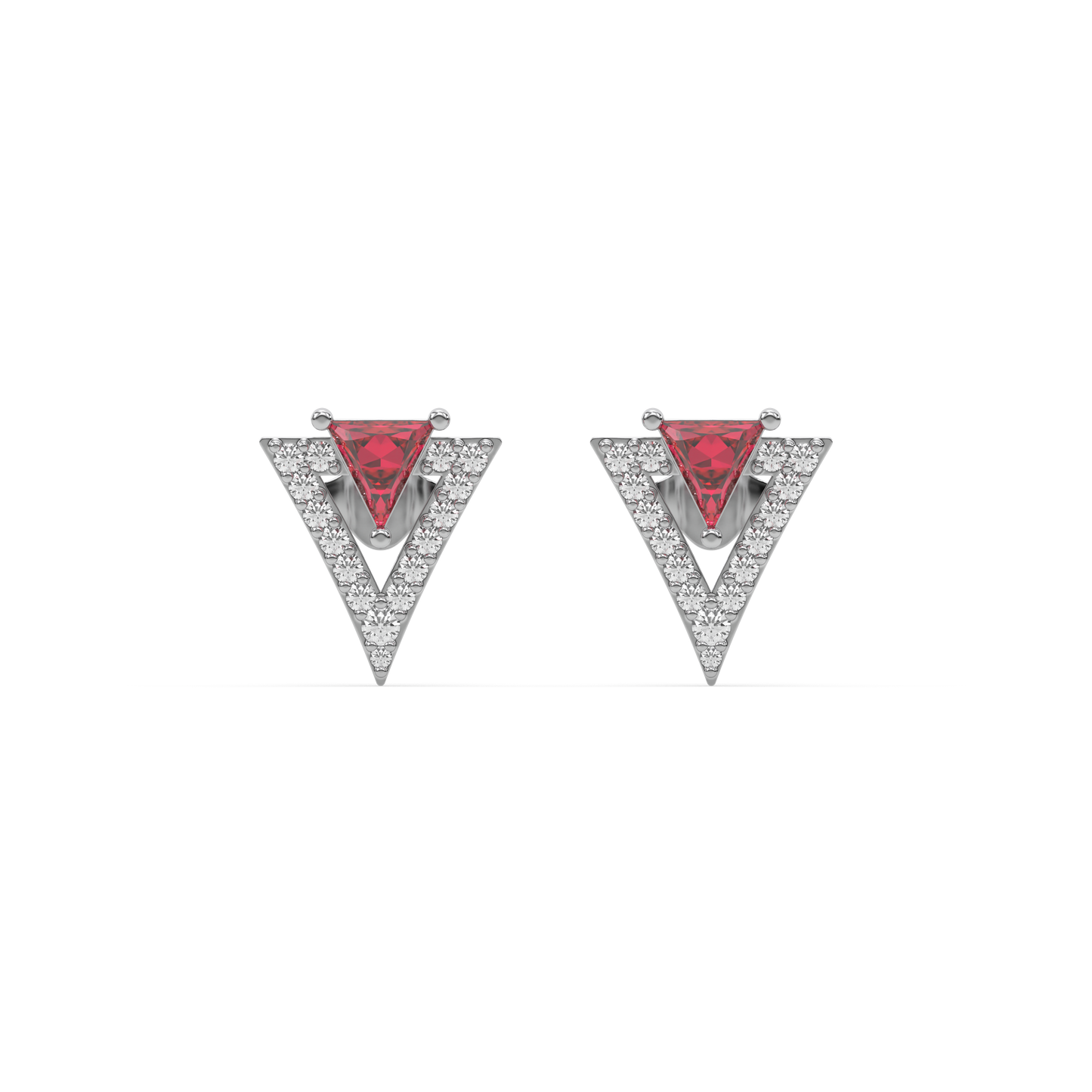 Triad Elegance Studs - 925 sterling silver Ruby  Earrings