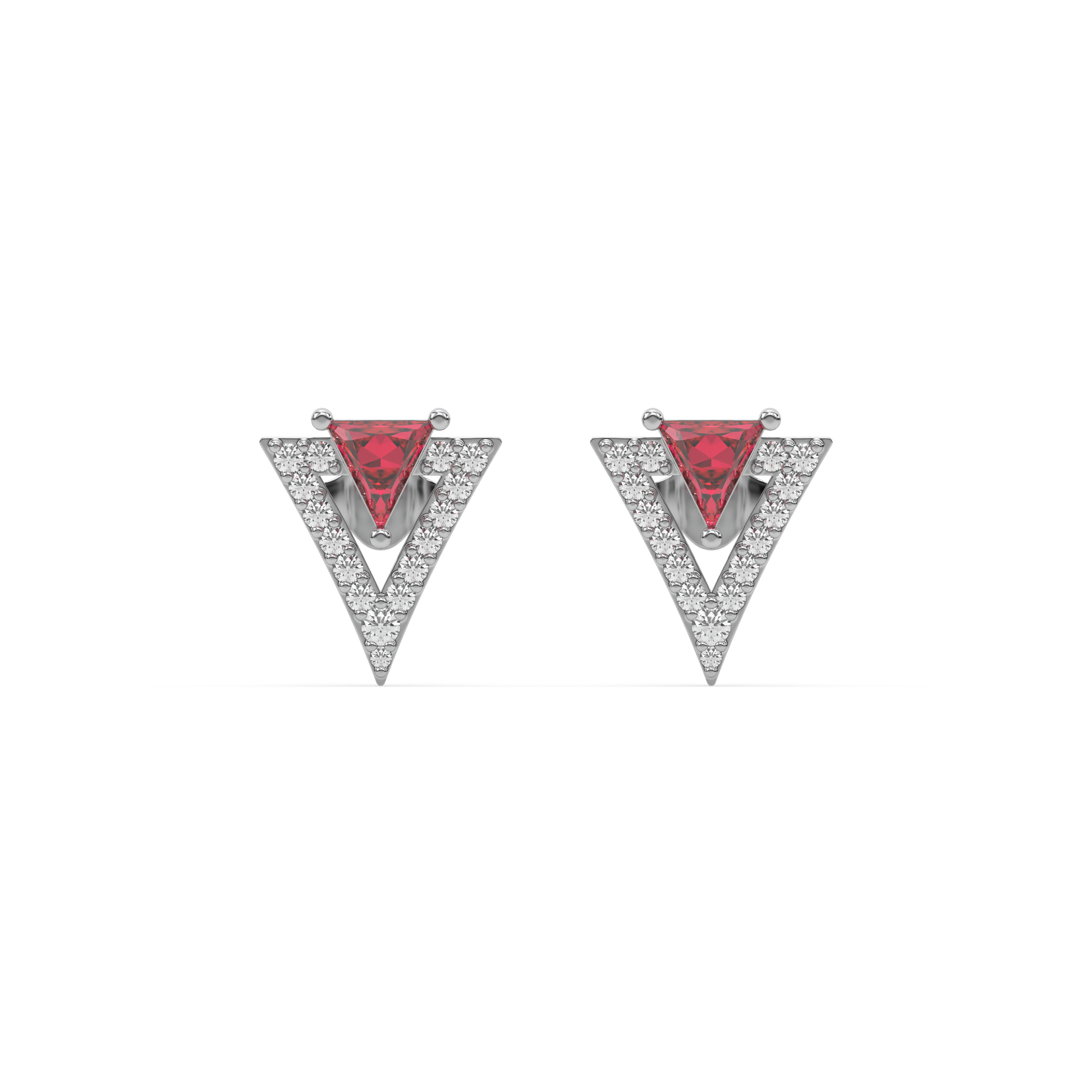 Triad Elegance Studs - 925 sterling silver Ruby  Earrings