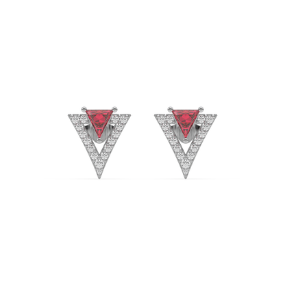 Triad Elegance Studs - 925 sterling silver Ruby  Earrings