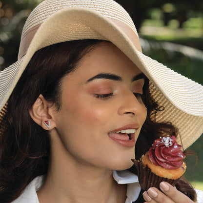 Triad Elegance Studs - 925 sterling silver Ruby  Earrings