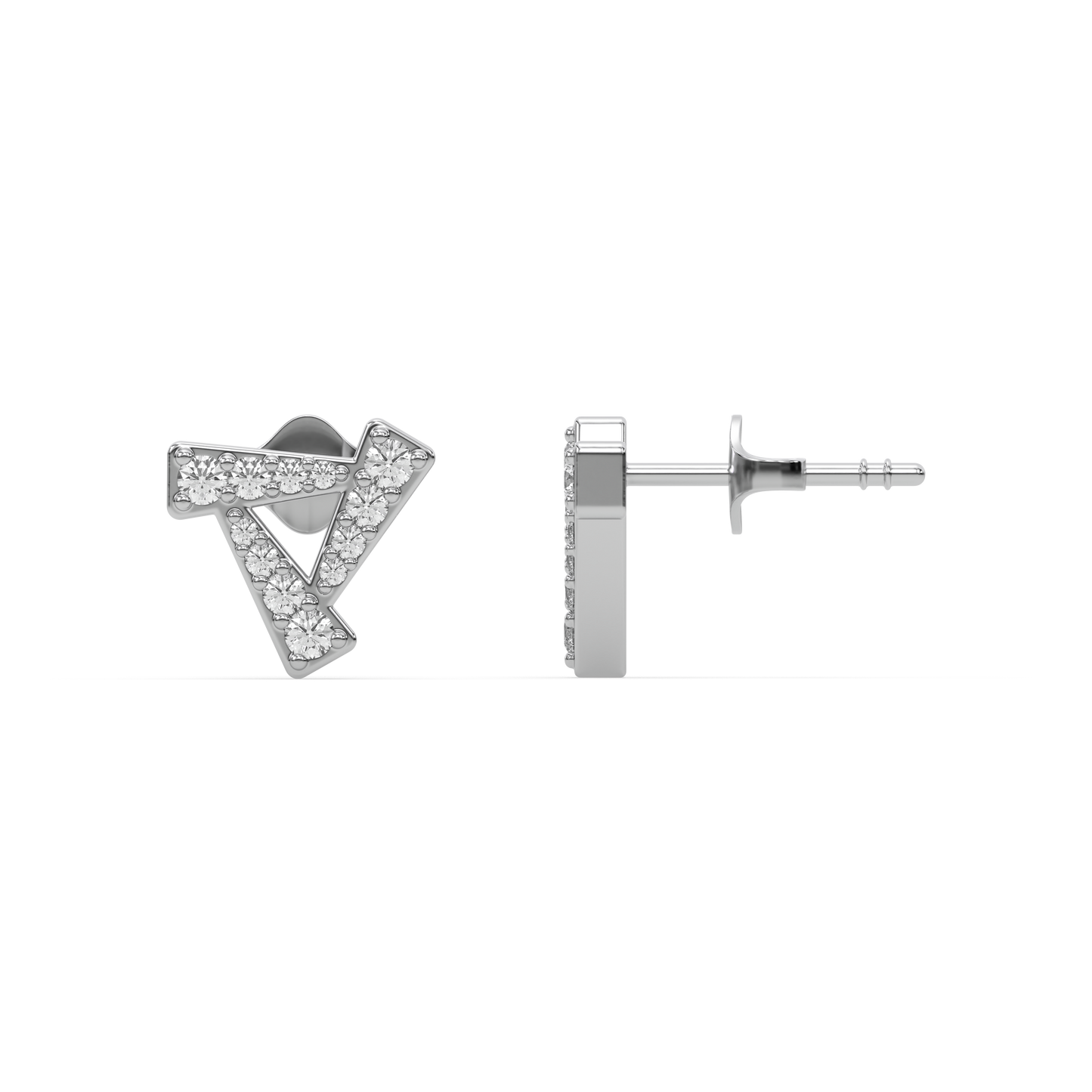 Triad Studs - 925 sterling silver Lab Grown Diamond Earrings