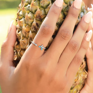 Turquoise Butterfly - Lab Diamond Open Top Ring
