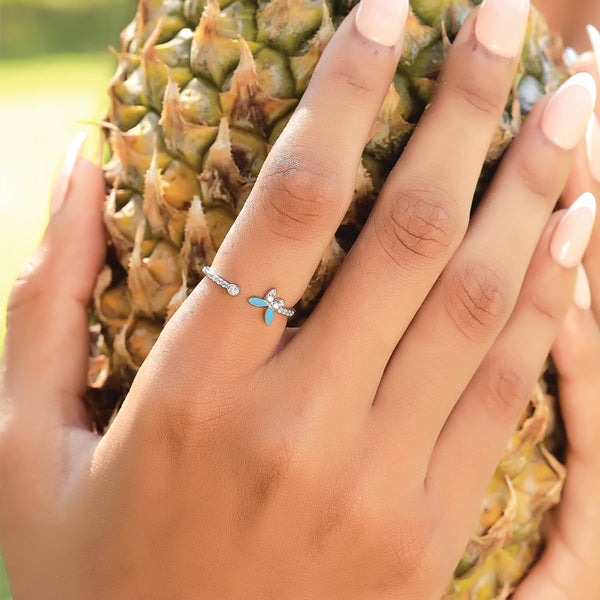 Lukson Turquoise Butterfly Lab Grown Diamond Top Ring for Women 