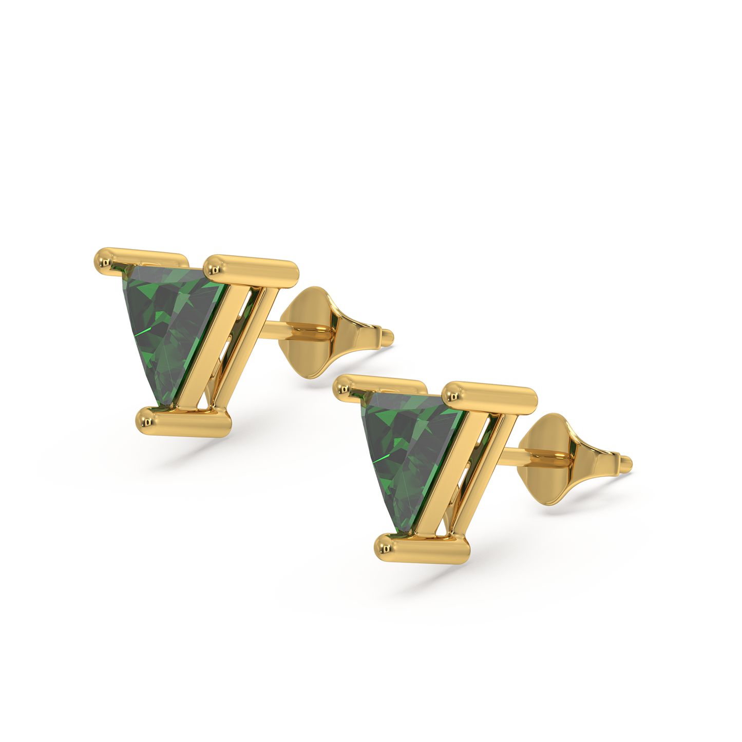 Verdant Tranquility Studs - 18kt Vermeil Gold Plating Emerald  Earrings