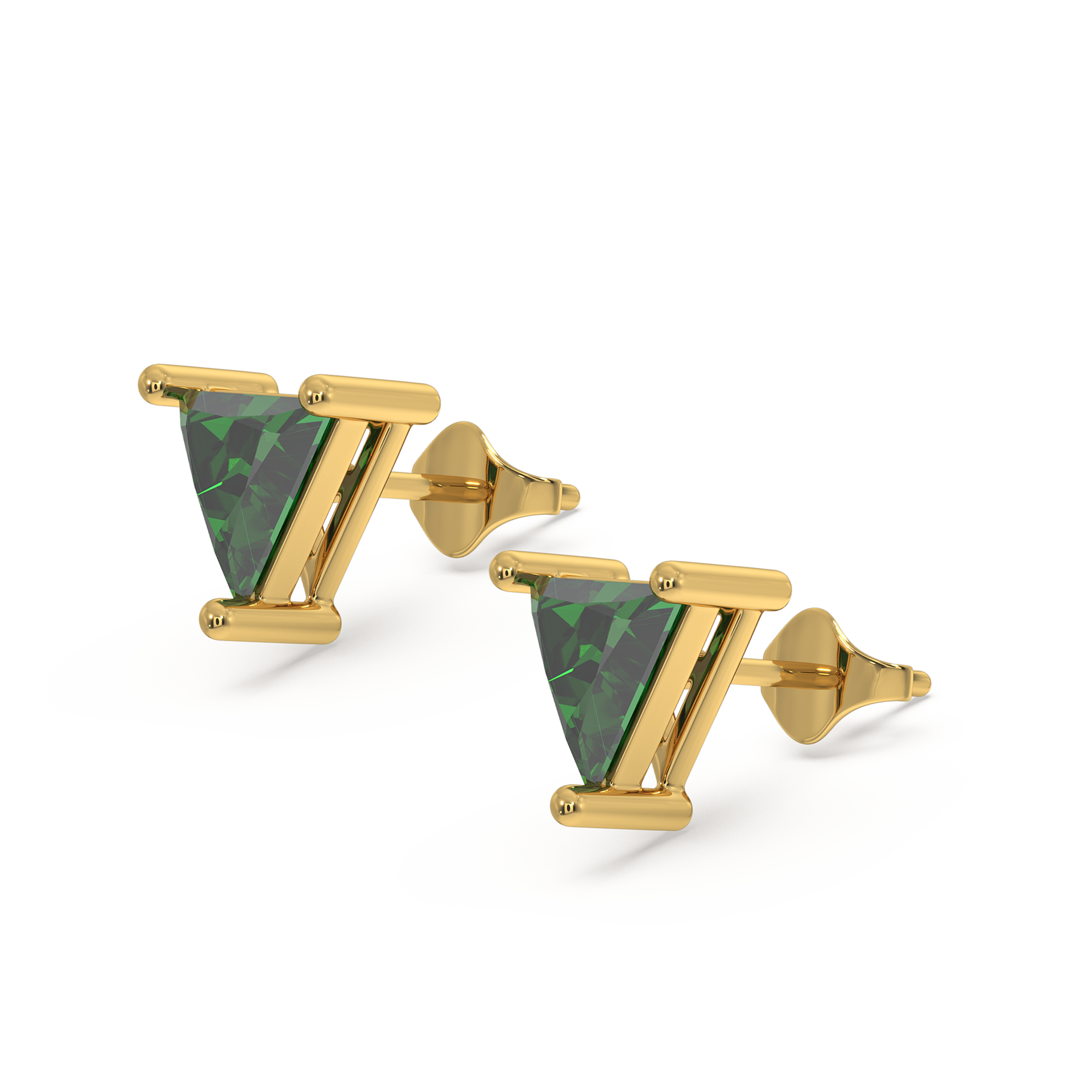 Verdant Tranquility Studs - 18kt Vermeil Gold Plating Emerald  Earrings