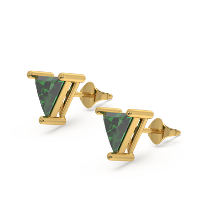 Verdant Tranquility Studs - 18kt Vermeil Gold Plating Emerald  Earrings