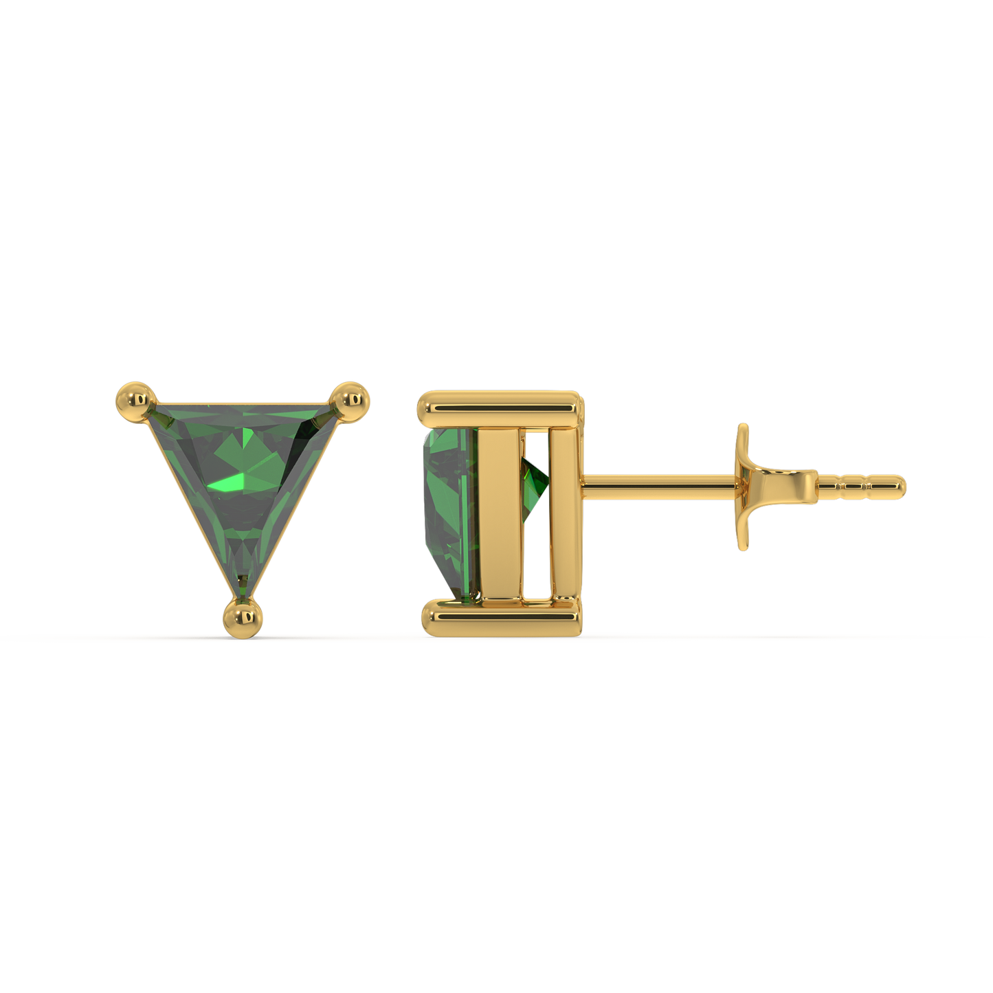 Verdant Tranquility Studs - 18kt Vermeil Gold Plating Emerald  Earrings