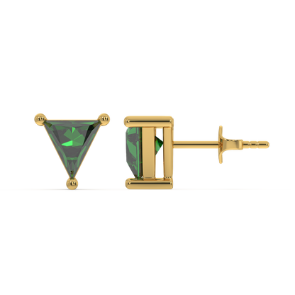 Verdant Tranquility Studs - 18kt Vermeil Gold Plating Emerald  Earrings