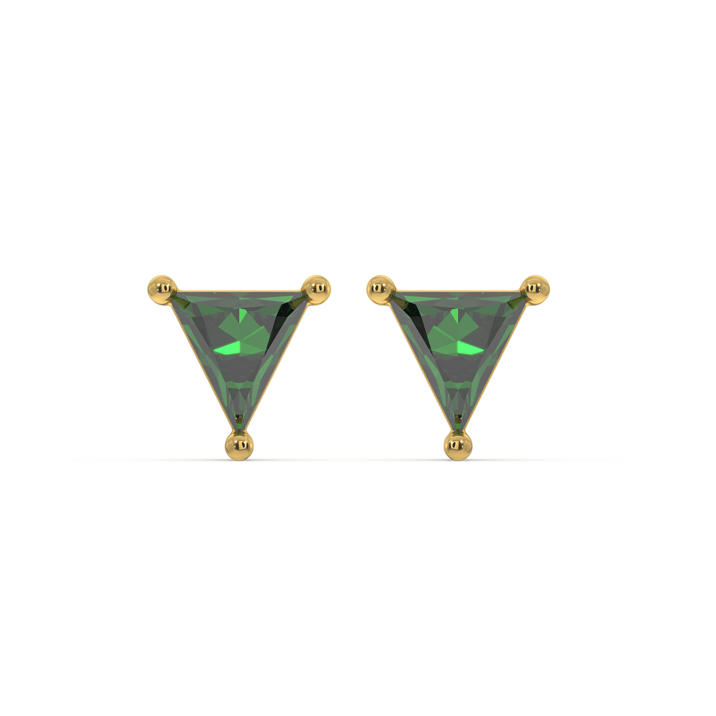Verdant Tranquility Studs - 18kt Vermeil Gold Plating Emerald  Earrings
