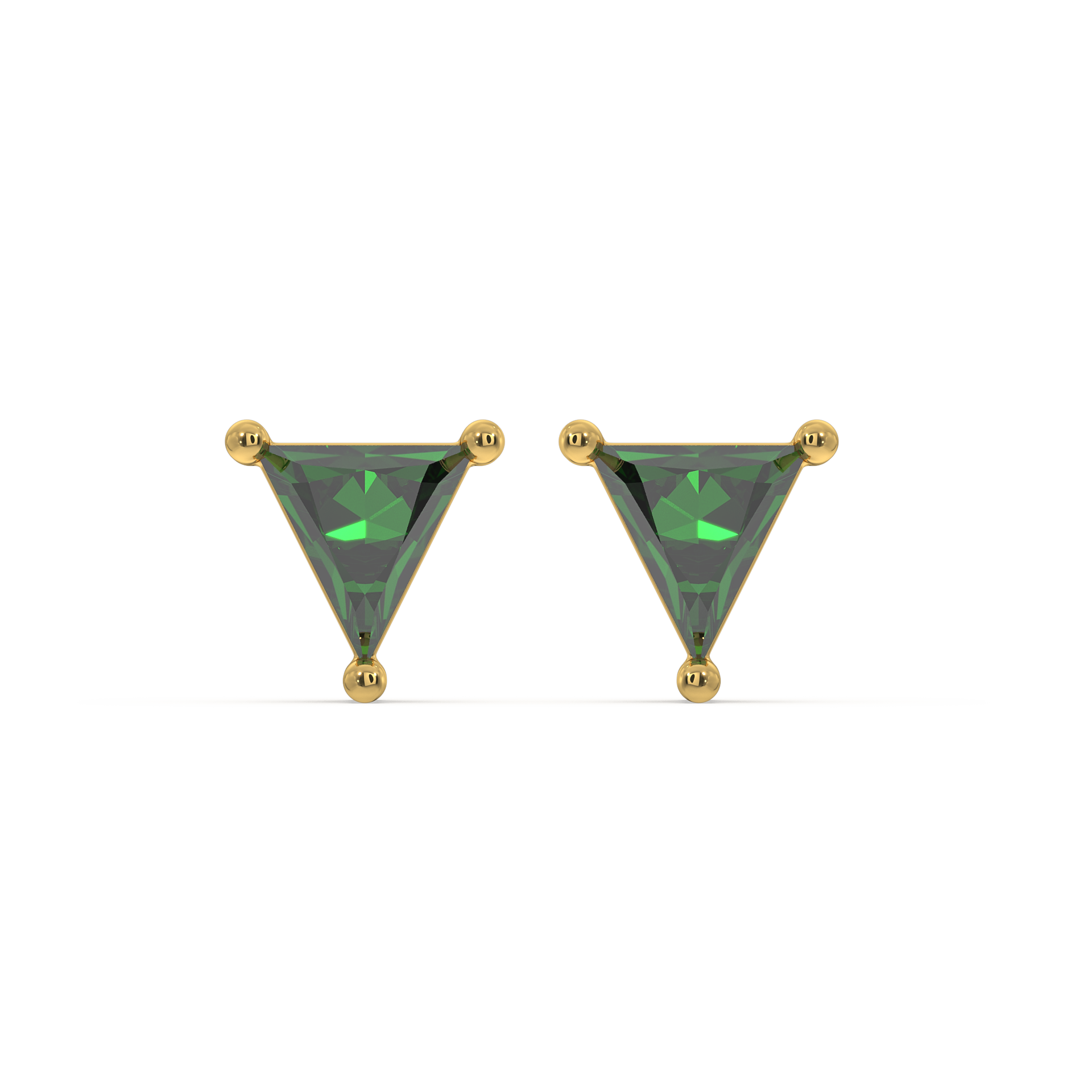 Verdant Tranquility Studs - 18kt Vermeil Gold Plating Emerald  Earrings