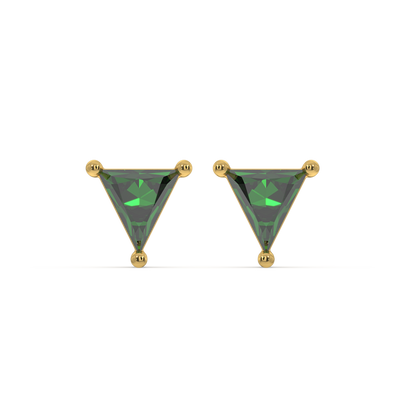 Verdant Tranquility Studs - 18kt Vermeil Gold Plating Emerald  Earrings