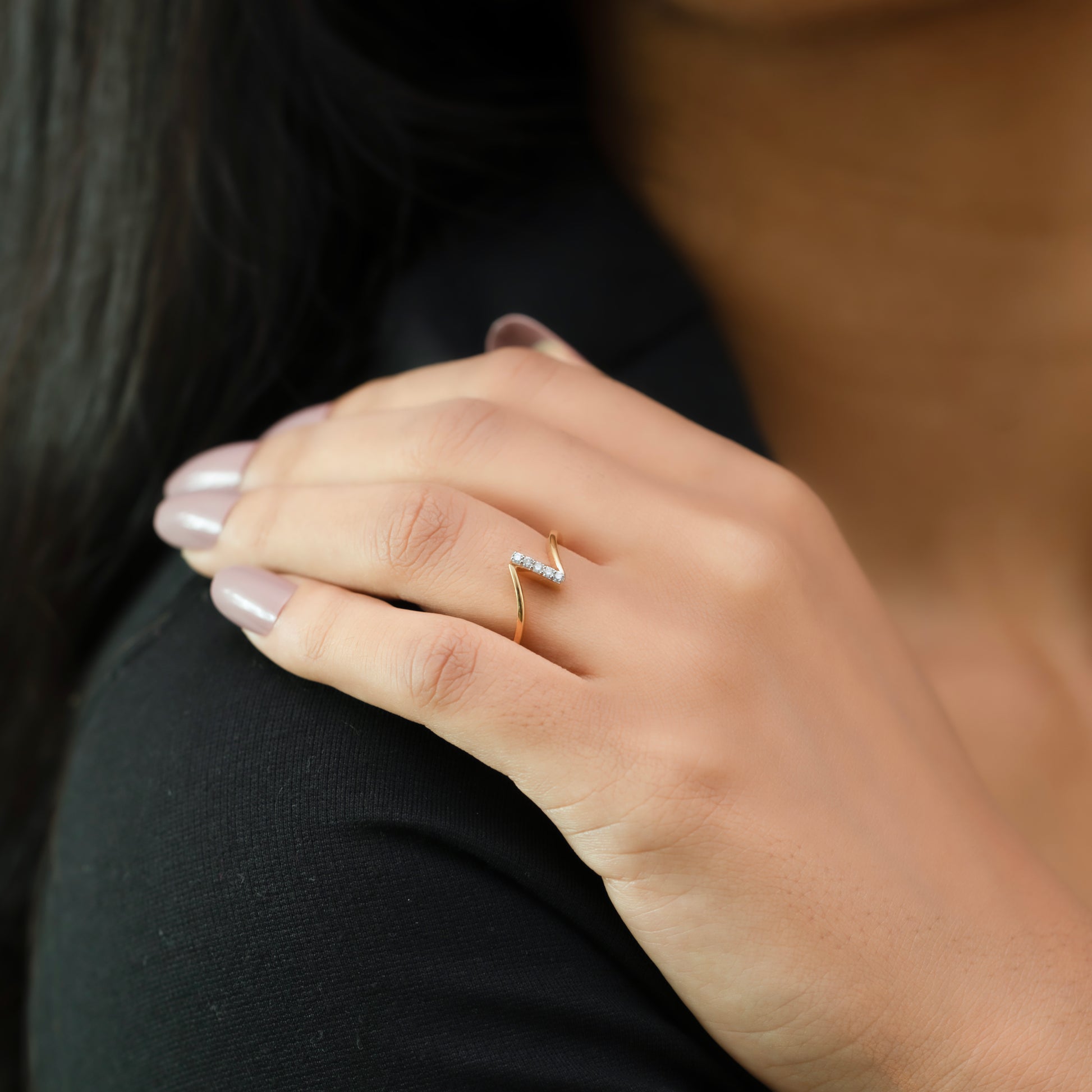 Vivid V Fashion Ring - 18kt Gold Vermeil Lab Grown Diamond