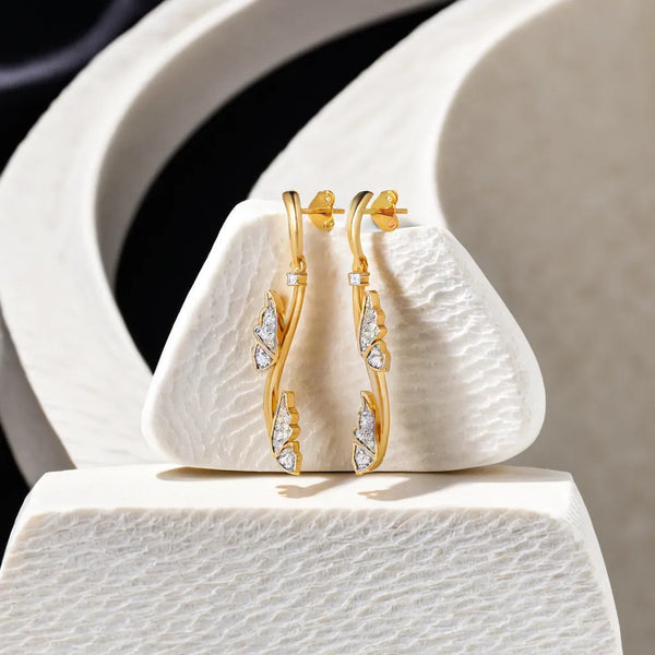 Whimsical Wing Drops - 18kt Gold VermeilLab Grown Diamond Earrings