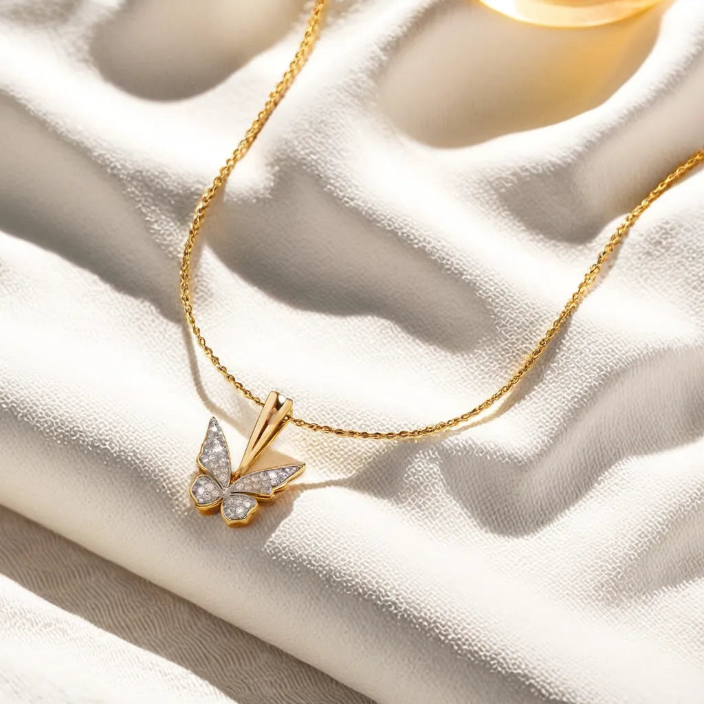 Winged Whimsy Pendant - 18kt Gold Vermeil Lab Grown Diamond Necklace