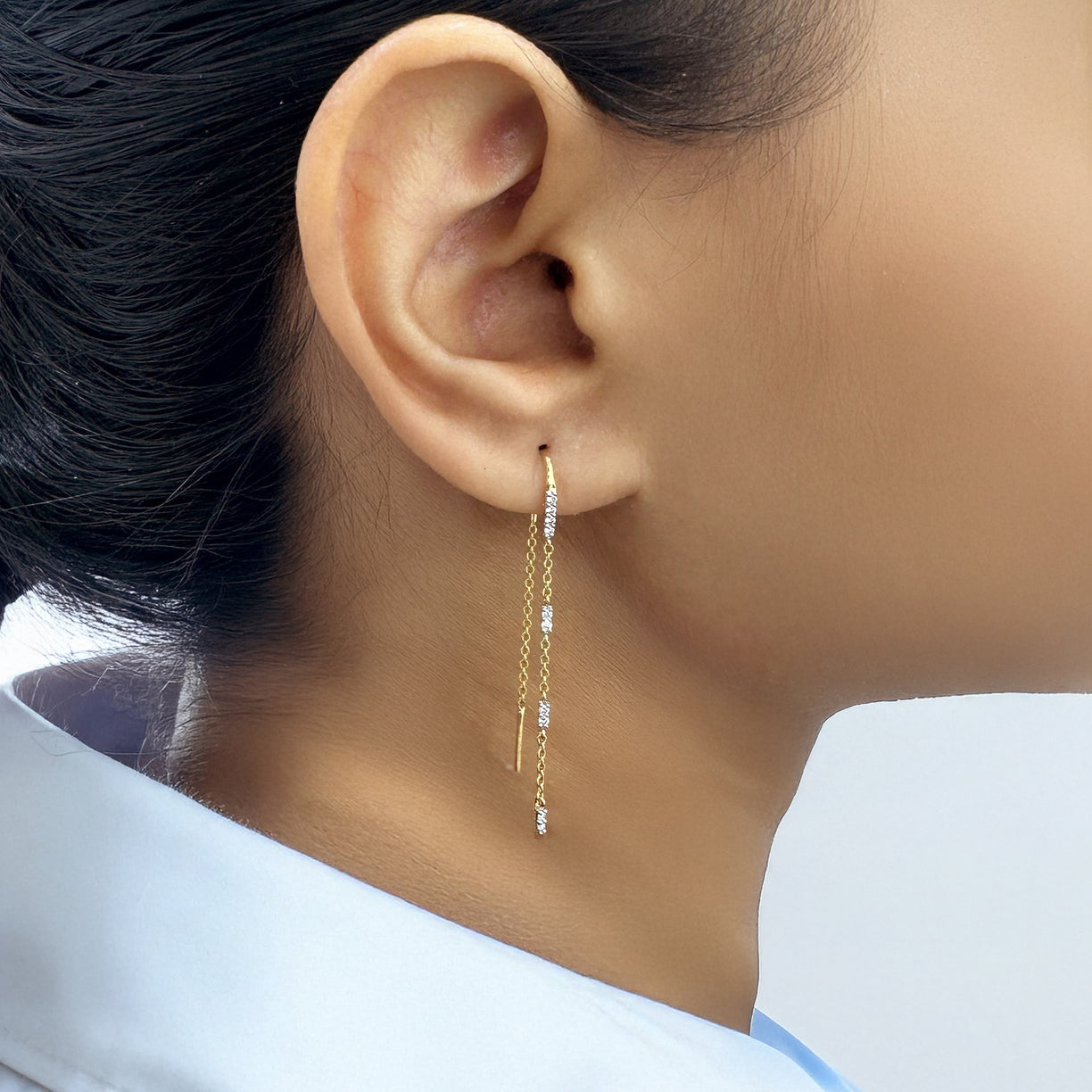 Silk Thread Sui Dhaga - Lab Diamond Earrings
