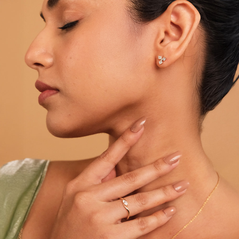 Tri-Shine - Pure Gold Lab Diamond Stud Earrings