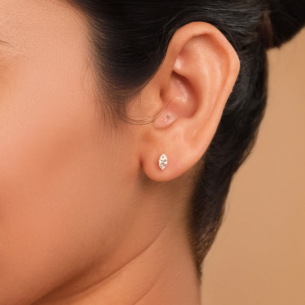 Lukson Astra Marquise Pure Gold Lab Diamond Stud Earrings