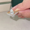 Crowned Pear Pure Gold Lab Diamond Engagement Ring