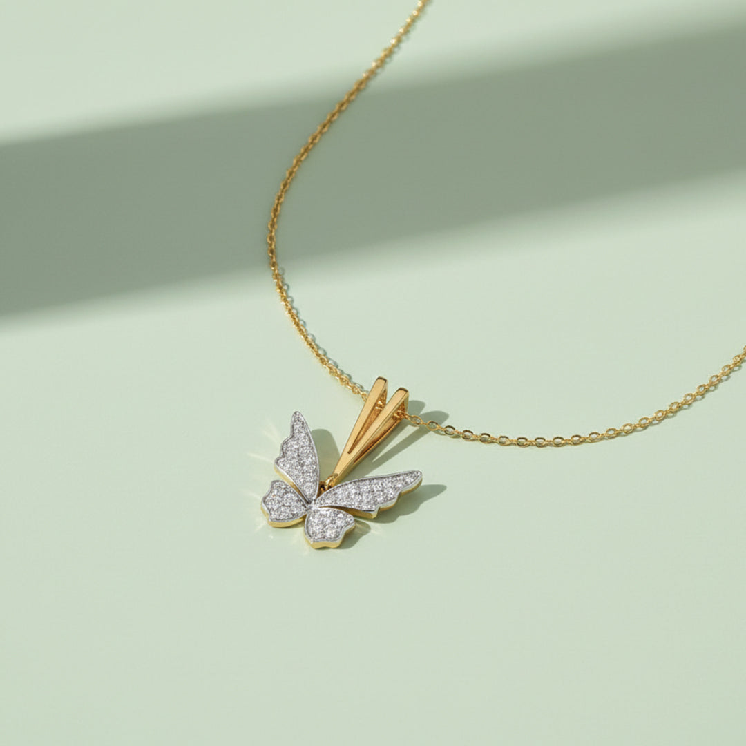 Winged Whimsy - Lab Diamond Pendant Necklace